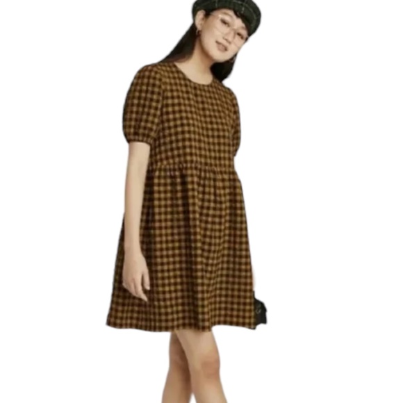 Wild Fable Gingham Puff Sleeve Baby Doll Dress Size XS - Picture 1 of 5